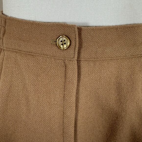 Sag Harbor Wool Midi Skirt Size 12 Pleated Front Caramel Camel Brown Lined VTG - Picture 7 of 12